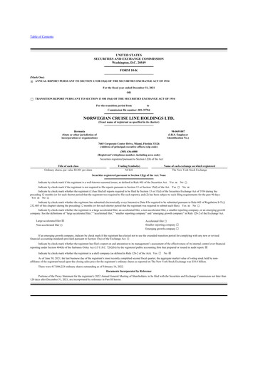 Thumbnail Norwegian Cruise Line
 10-K Annual Report 2021