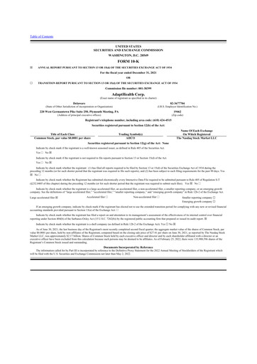 Thumbnail AdaptHealth 10-K Annual Report 2021