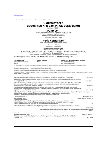 Vorschaubild Nokia 20-F Jahresbericht 2021