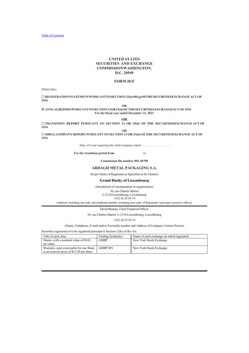 Thumbnail Ardagh Metal Packaging 20-F Annual Report 2021