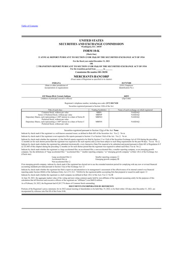 Thumbnail Merchants Bancorp 10-K Annual Report 2021