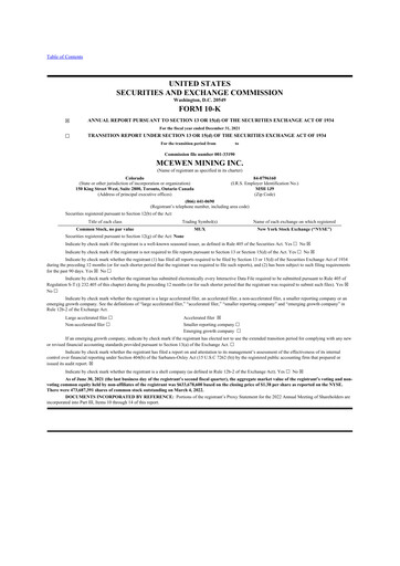 Thumbnail McEwen Mining 10-K Annual Report 2021