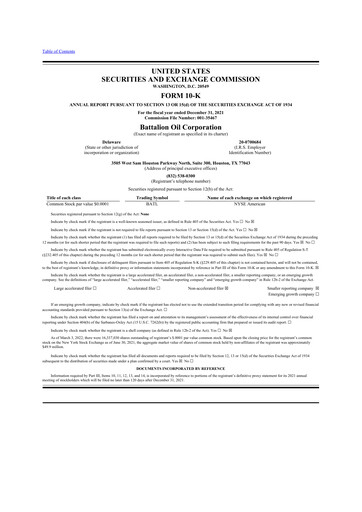 Miniature Battalion Oil 10-K Rapport annuel 2020