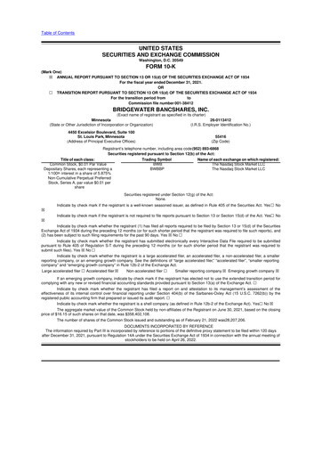 Thumbnail Bridgewater Bancshares 10-K Annual Report 2021