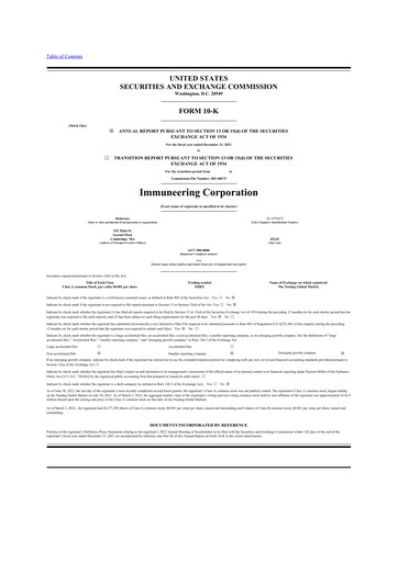 Thumbnail Immuneering 10-K Annual Report 2021