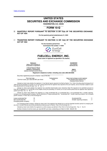 Thumbnail FuelCell Energy
 10-Q Quarterly Report FY2022 