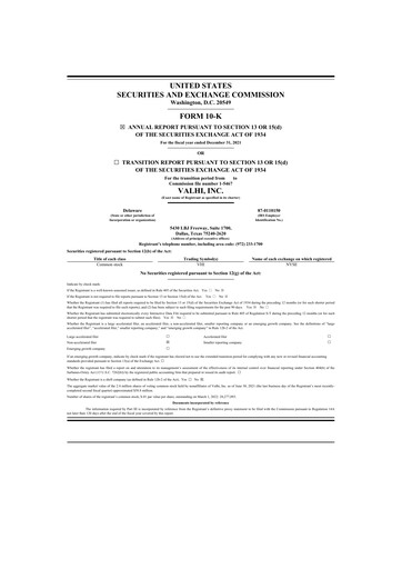 Thumbnail Valhi 10-K Annual Report 2021