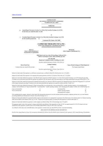 Thumbnail Capricor Therapeutics
 10-K Annual Report 2021