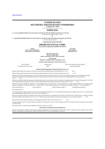 Thumbnail Primis Financial 10-K Annual Report 2021