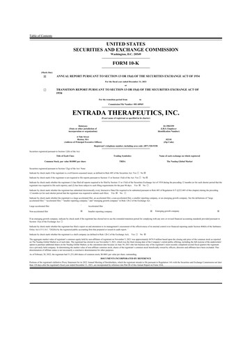 Thumbnail Entrada Therapeutics 10-K Annual Report 2021