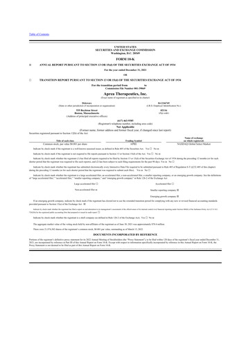 Thumbnail Aprea Therapeutics 10-K Annual Report 2021