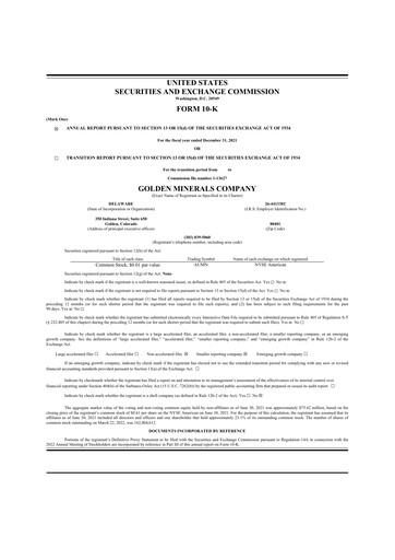 Thumbnail Golden Minerals
 10-K Annual Report 2021