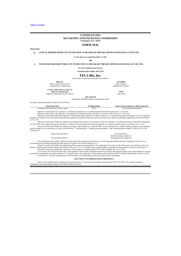 Thumbnail TELA Bio 10-K Annual Report 2021