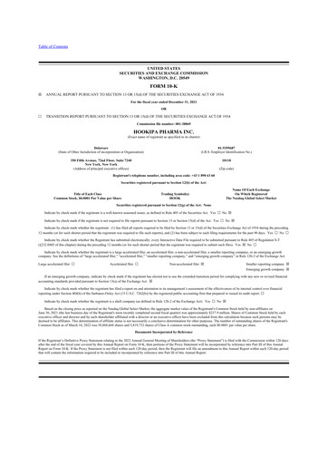 Miniature HOOKIPA Pharma 10-K Rapport annuel 2021