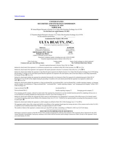 Thumbnail ULTA Beauty
 10-K Annual Report 2021