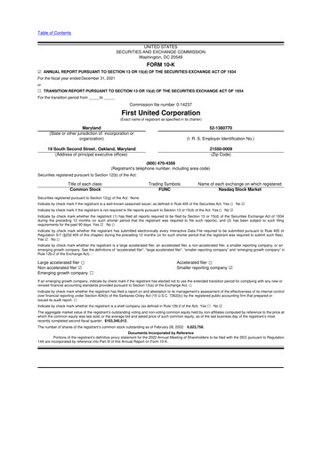 Thumbnail First United Corporation 10-K Annual Report 2021