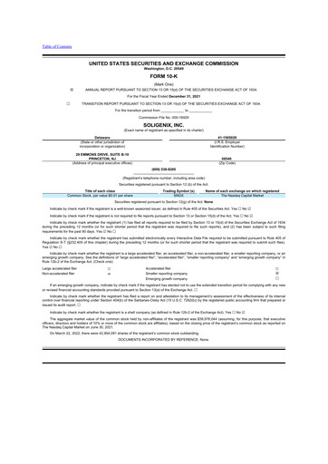 Thumbnail Soligenix 10-K Annual Report 2021