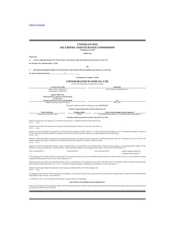 Thumbnail Consolidated Water 10-K Annual Report 2021