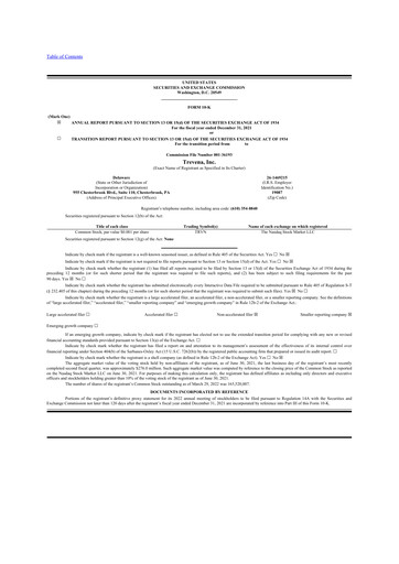 Thumbnail Trevena 10-K Annual Report 2021