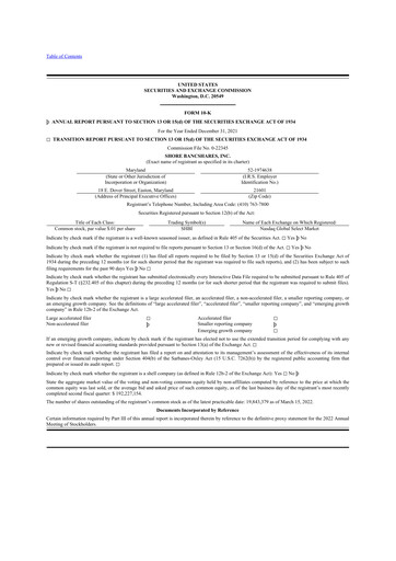 Thumbnail Shore Bancshares 10-K Annual Report 2021