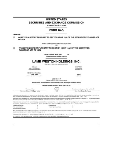 Vorschaubild Lamb Weston 10-Q Quartalsbericht  