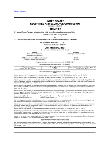 Thumbnail Citi Trends, Inc. 10-K Annual Report 