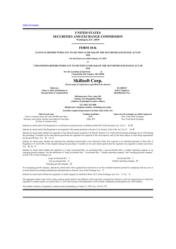 Thumbnail Skillsoft 10-K Annual Report 2022