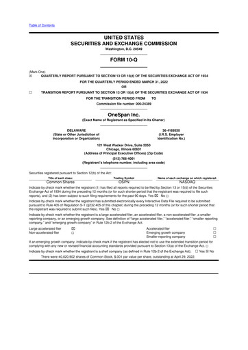 Thumbnail OneSpan 10-Q Quarterly Report FY2022 
