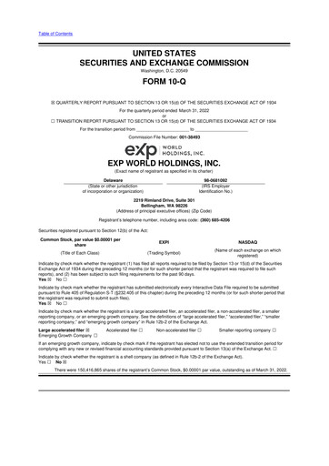 Thumbnail eXp World Holdings
 10-Q Quarterly Report FY2022 