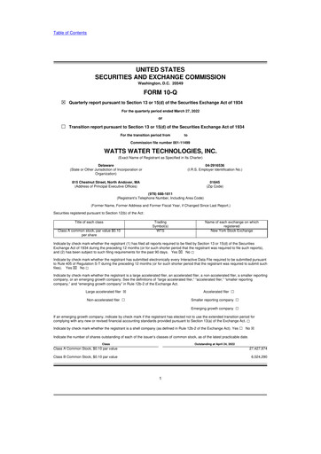 Thumbnail Watts Water Technologies
 10-Q Quarterly Report FY2022 