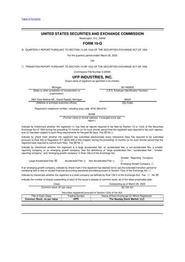 Thumbnail UFP Industries
 10-Q Quarterly Report FY2022 