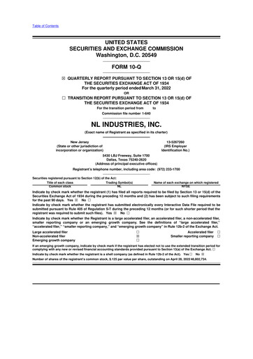 Thumbnail NL Industries 10-Q Quarterly Report FY2022 