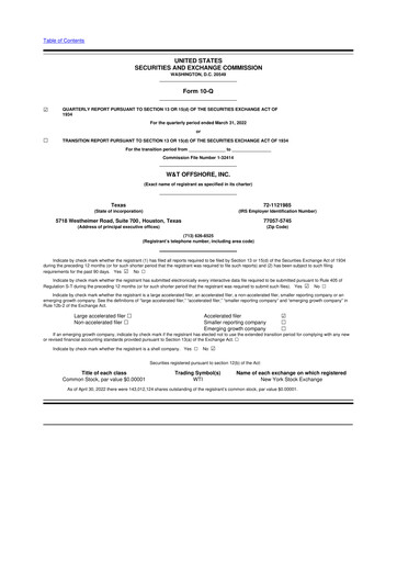 Thumbnail W&T Offshore 10-Q Quarterly Report FY2022 