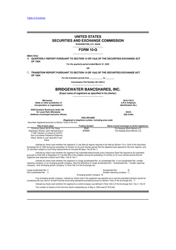 Thumbnail Bridgewater Bancshares 10-Q Quarterly Report FY2022 