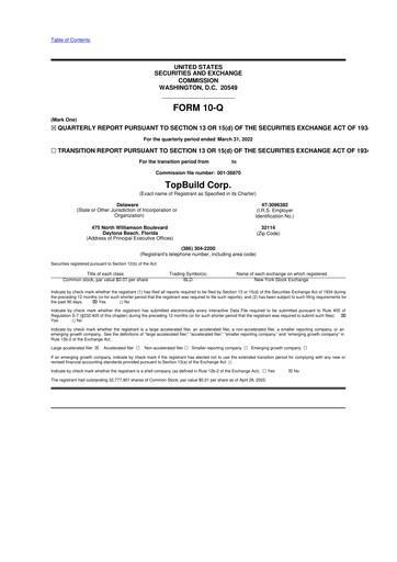 Thumbnail TopBuild 10-Q Quarterly Report FY2022 