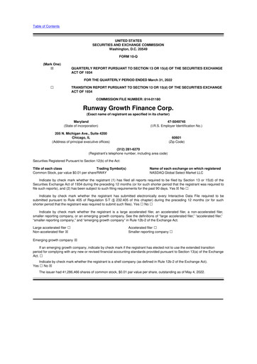 Thumbnail Runway Growth Finance 10-Q Quarterly Report FY 