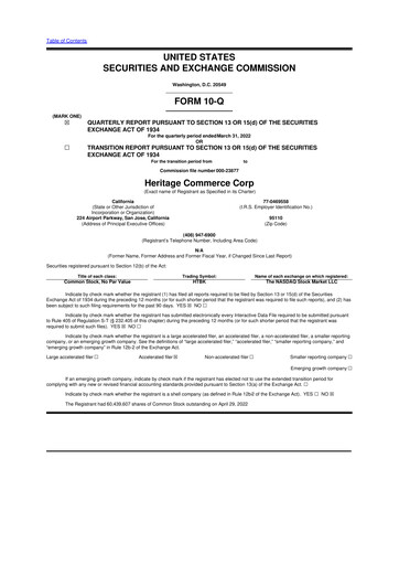 Thumbnail Heritage Commerce 10-Q Quarterly Report FY2022 