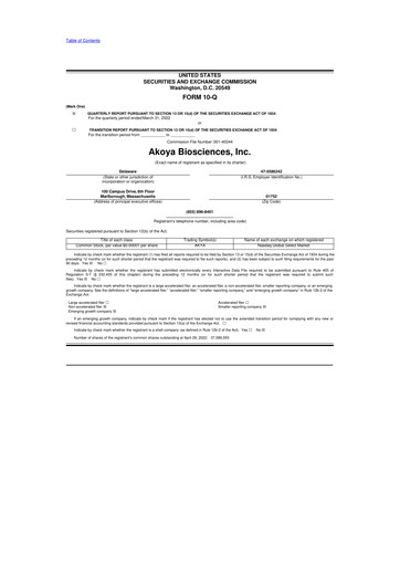 Vorschaubild Akoya Biosciences 10-Q Quartalsbericht  