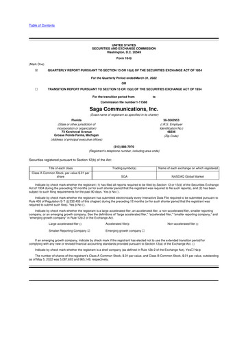 Thumbnail Saga Communications 10-Q Quarterly Report FY2022 