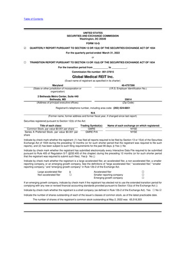 Thumbnail Global Medical REIT
 10-Q Quarterly Report FY2022 