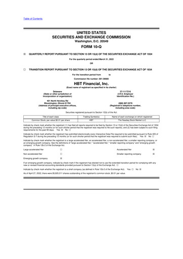 Thumbnail HBT Financial 10-Q Quarterly Report FY2022 