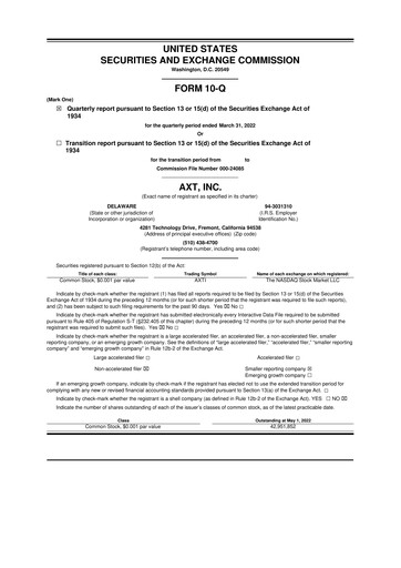Thumbnail AXT Inc
 10-Q Quarterly Report FY2022 