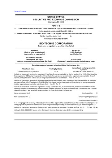 Vorschaubild Bio-Techne 10-Q Quartalsbericht 2022 