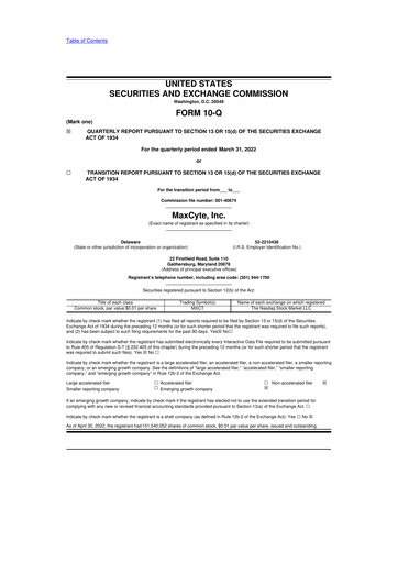 Miniature MaxCyte 10-Q Rapport trimestriel  