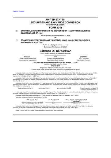 Vorschaubild Battalion Oil 10-Q Quartalsbericht 2022 