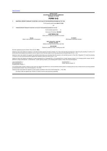 Thumbnail Loop Media 10-Q Quarterly Report FY2022 