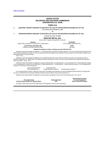 Miniature Desktop Metal 10-Q Rapport trimestriel 2022 