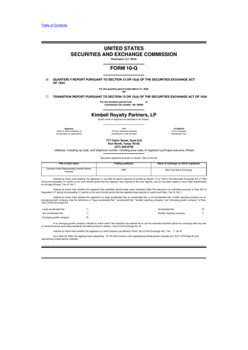 Thumbnail Kimbell Royalty Partners 10-Q Quarterly Report FY2022 