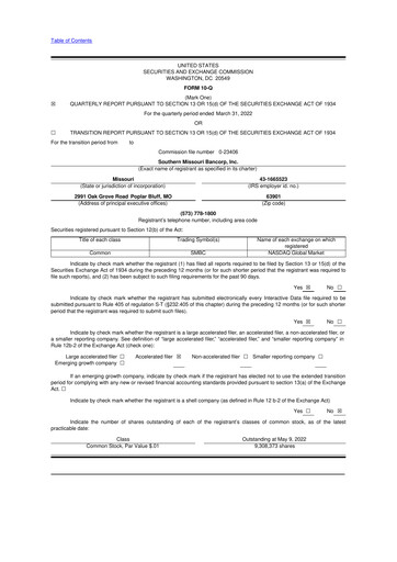 Vorschaubild Southern Missouri Bancorp 10-Q Quartalsbericht 2022 