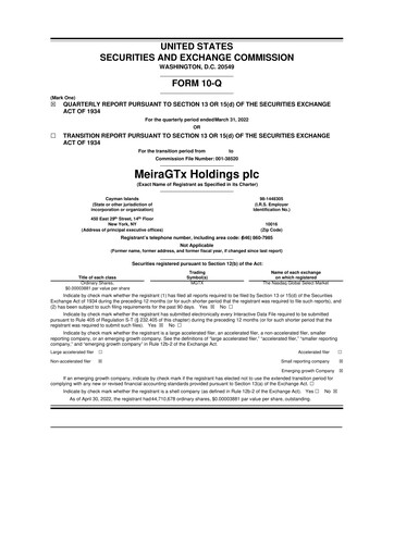 Vorschaubild MeiraGTx 10-Q Quartalsbericht 2022 